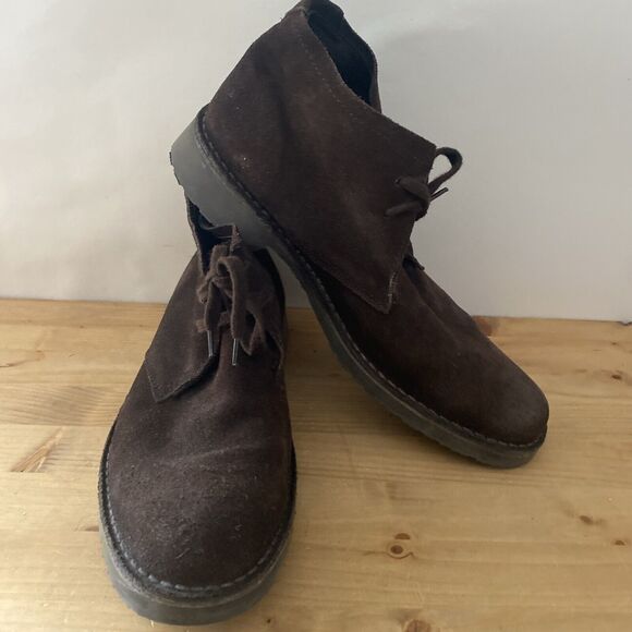 Saks Fifth Avenue Suede Ankle Boots Brown Leather Lace-up Chukka Shoes Sz 9.5 main image 10
